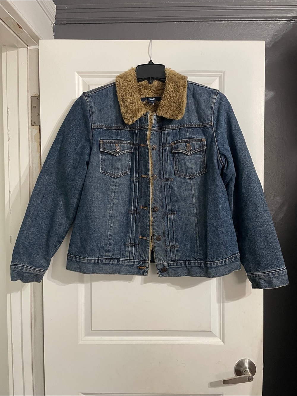 Gap Women's Vintage Sherpa Lined Denim Y2K Trucker Jacket Size XL